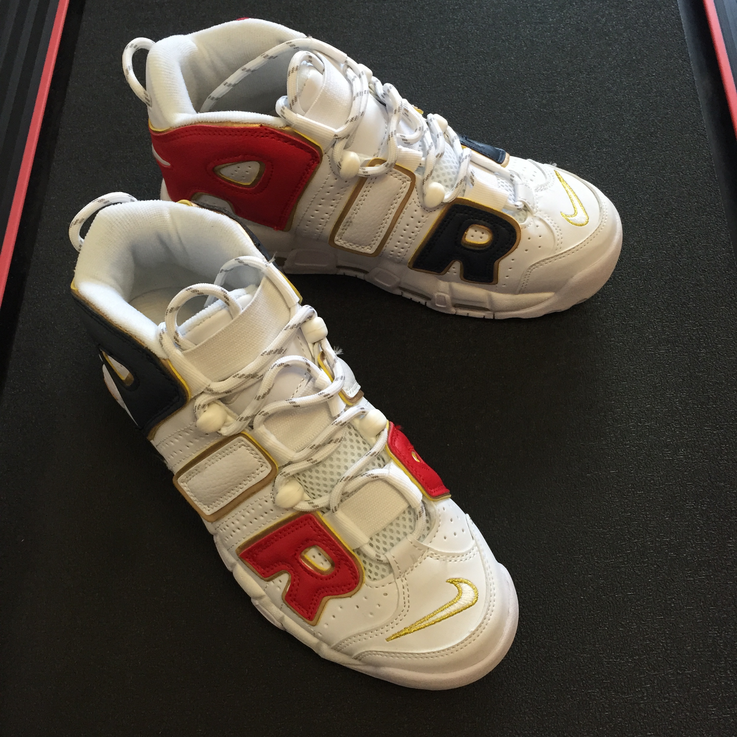 Nike Air More Uptempo QS USA Team White Red Blue Gold Shoes